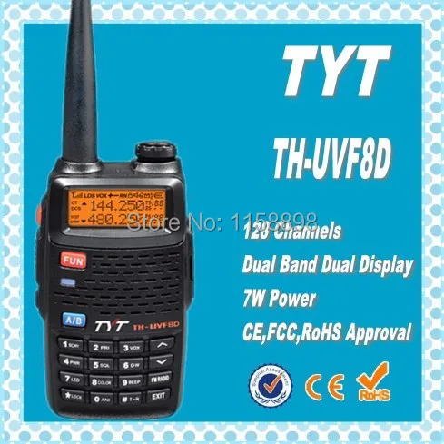 DHL Бесплатная доставка + Midland Handy Talkie TYT TH-UVF8D 7 Вт 128CH UHF VHF Двухдиапазонный