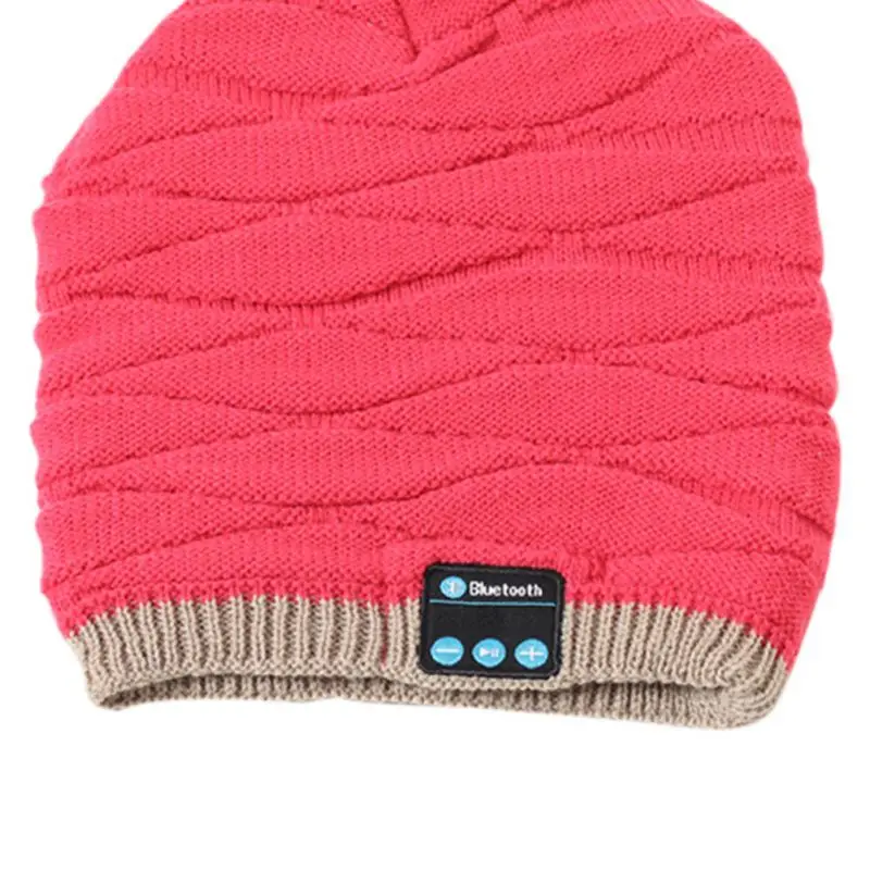 Красный Bluetooth музыкальная шапочка модный вязаный Skully cap w/беспроводной стерео наушники гарнитура Громкая связь микрофон - Цвет: Красный