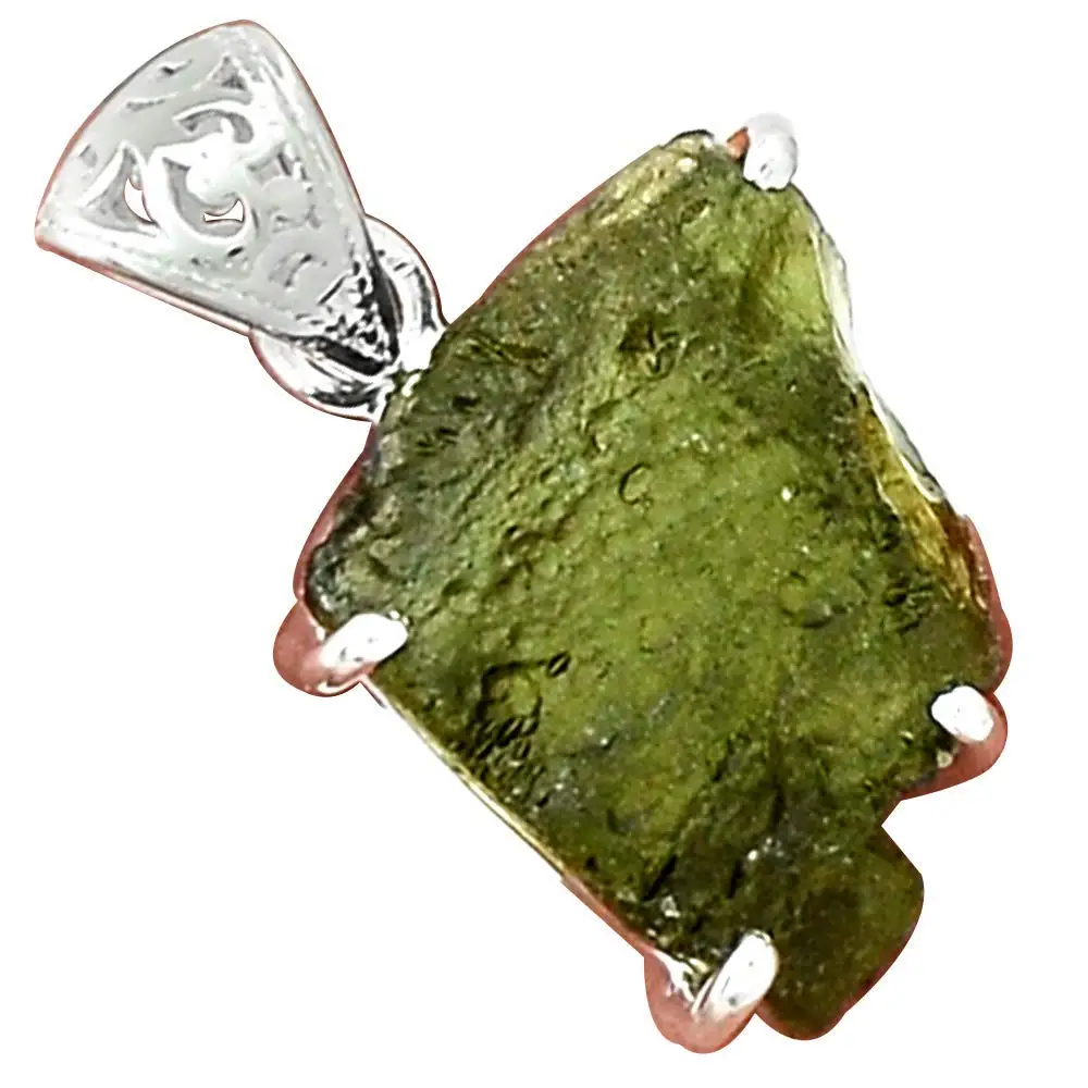 

Nature Czech Moldavite Pendant 925 Sterling Silver, 30.5 mm, MHBAP5803