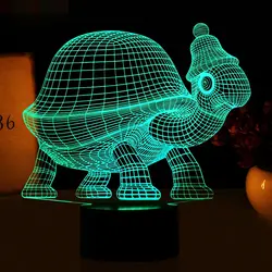 Черепаха 3D лампы дистанционного Touch Животных морские черепахи светодиодные настольные лампы 7 цветов Изменение USB Крытый атмосфера лампа 3D