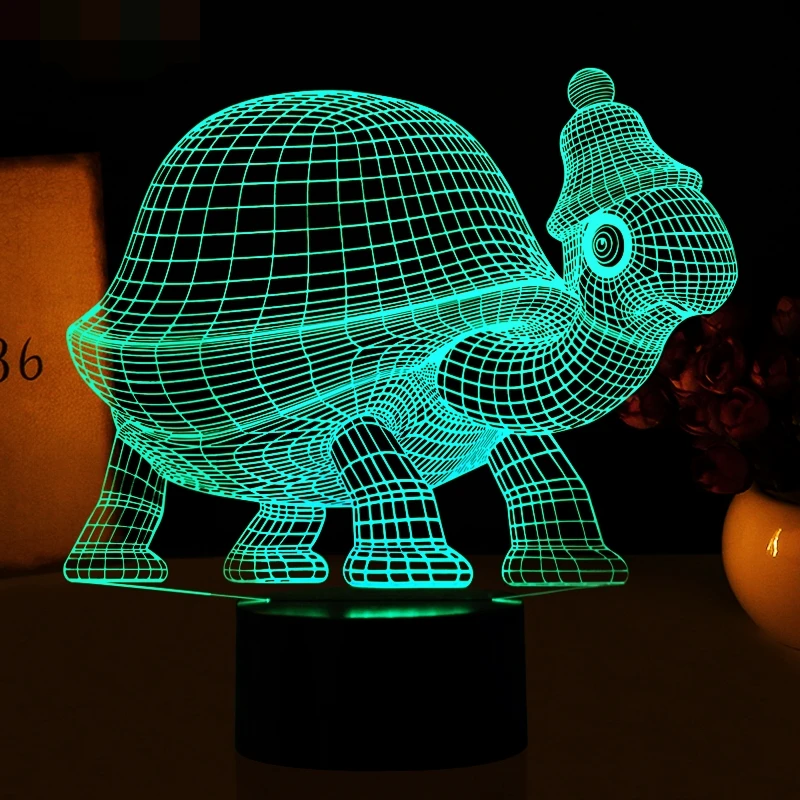 Tortoise 3D Lamp Remote Touch Animal Sea Turtles LED Table Lamp 7 Color