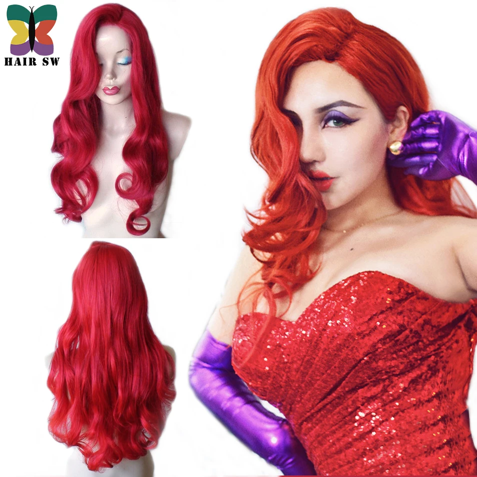 jessica rabbit cosplay anime wig cheap long wavy red halloween drag queen princess synthetic hair heat - Red Wigs For Halloween jessica rabbit cosplay anime wig cheap long wavy red halloween drag queen princess synthetic hair heat - Red Wigs For Halloween