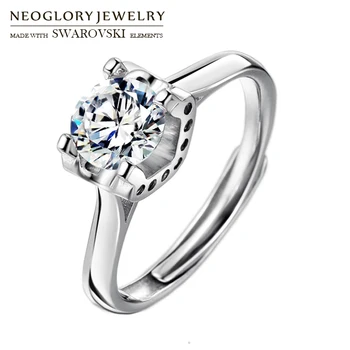 

Neoglory Zircon & S925 Silver Finger Ring Geometric Shaped Wedding Gift Love Jewelry For Women Party Valentine's Sale