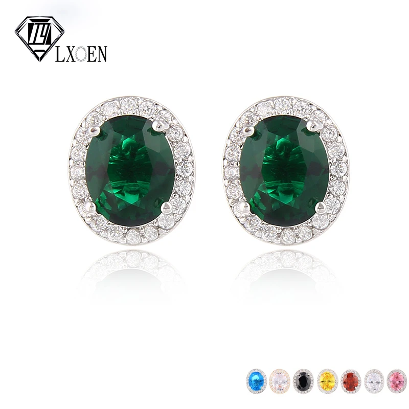 Серьги LXOEN овальной формы женские украшения для ушей с друзой зеленые