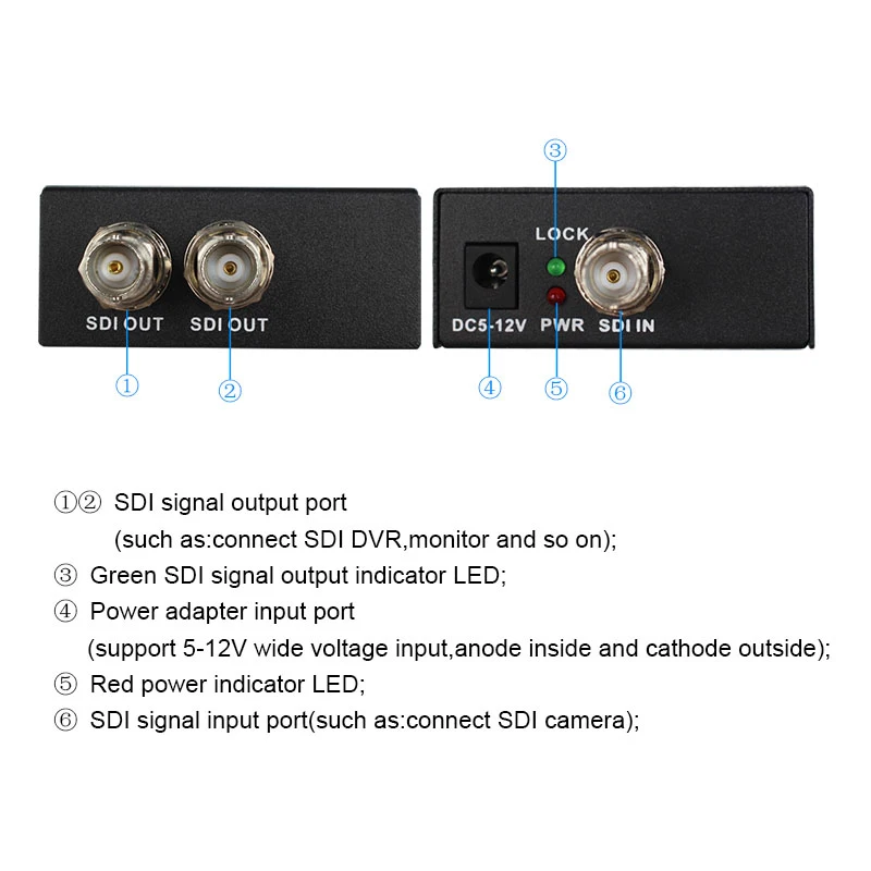  SDI Splitter 1x2 Multimedia Split SDI Extender 1 to 2 Ports Adapter Support 1080P TV Video For Proj