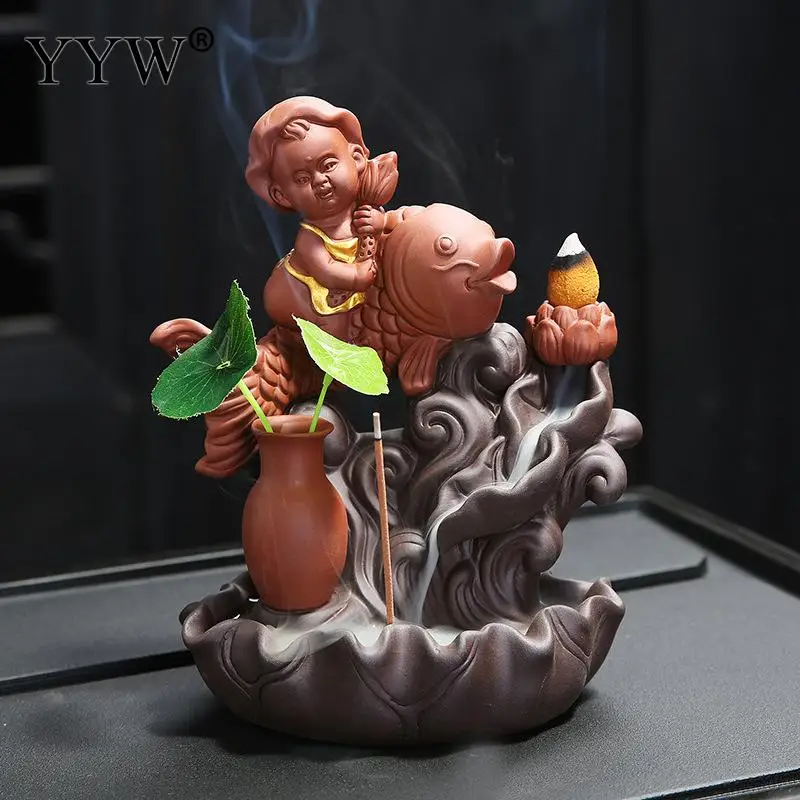 

Cute Incense Stick Burner Backflow Incense Stick Cones Holder Censer Aroma Smoke Burner With Plant Vase Home Decor Multi Purpose