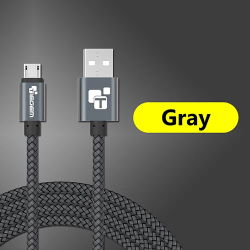 Micro USB кабель 2А 1 м Быстрая зарядка нейлон USB синхронизация данных мобильный телефон Android адаптер зарядное устройство кабель для samsung sony htc LG кабель - Цвет: Gray