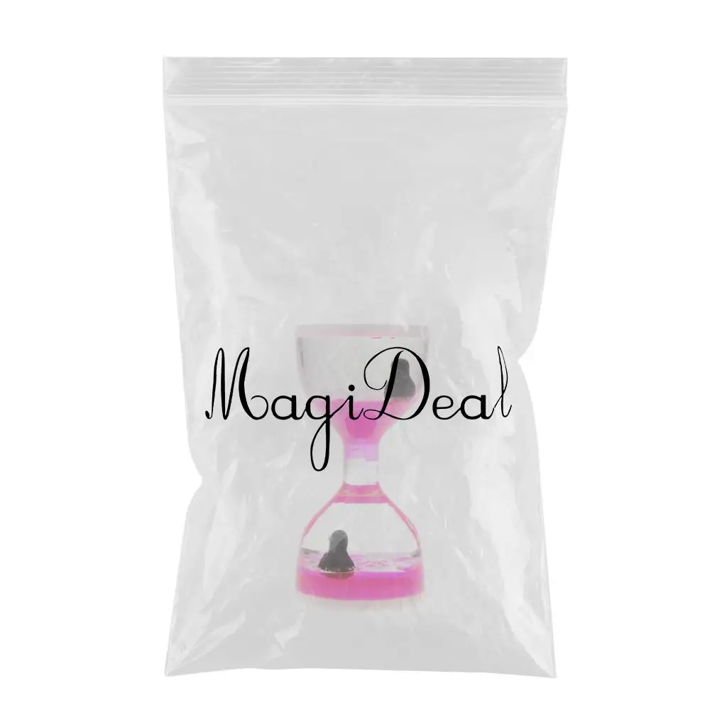 Liquid Motion Bubbler Timer Desk Sensory Toy Dolphin Animal Floating Oil Hourglass for Fidgeting Stress Relief Gifts Pink