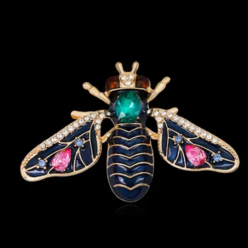 

Zlxgirl jewelry 12pcs/lot wholesale Enamel Bee brooch bouquet Shiny Rhinestone hijab pins Women Hijab pins nice hats accessory