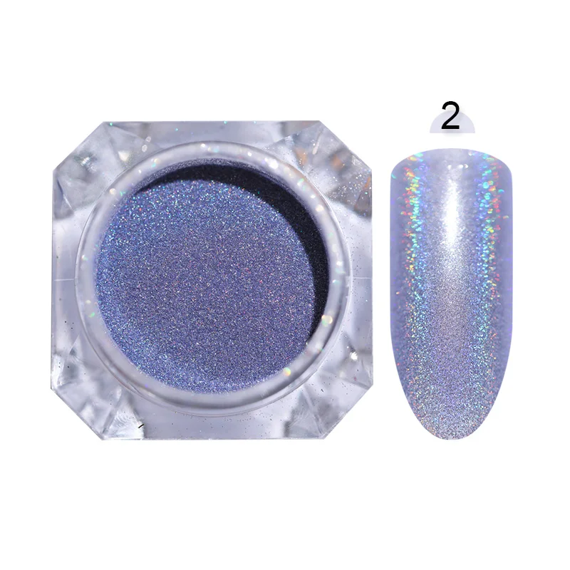 1 Box Mirror Effect Holographic Nail Glitter Powder Metallic Nail Powder Dust DIY Nail Art Decoration - Цвет: 14