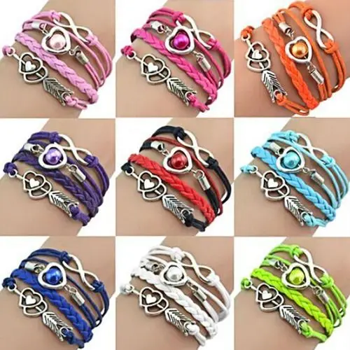 

iMucci Bracelets For Women Men Fashion 1PC Style Love Infinity Friendship Multilayer Synthetic Leather Braided Bracelet