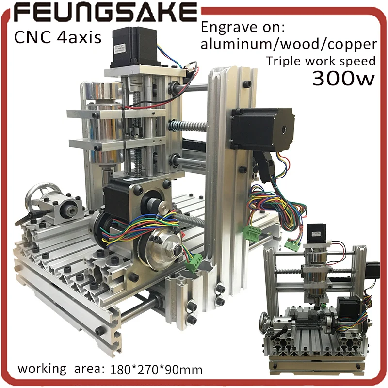 

4 Axis cnc router,MACH3 control,working area 180*270*90mm,Pcb Milling machine,stone Wood Router,CNC carving High speed engrave