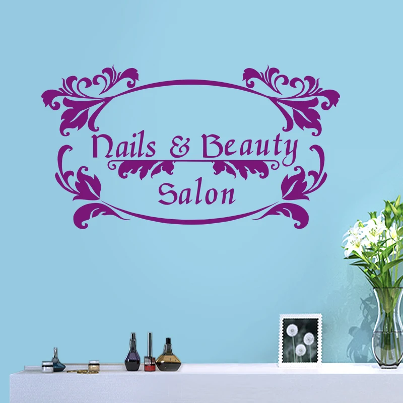 Kecantikan Kuku Nama Salon Stiker Salon Kecantikan Stiker Potongan Rambut Poster Dinding Vinyl Seni Stiker Dekorasi Jendela Dekorasi Mural Decoration Murale Vinyl Wall Art Decalsdecorative Windows Aliexpress