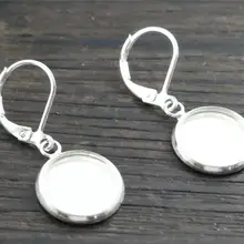 12 мм 10 шт яркие посеребренные женские модные стильные французские серьги-подвески пустые/Базовые, подходят 12 мм Стеклянные Кабошоны-W2-30