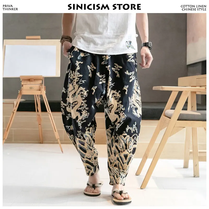 Sinicism مخزن الرجال التنين ركض السراويل 2019 رجل الشارع الشهير سراويلي حريمي الذكور الصينية الموضات السراويل الترنك Sweatpants زائد حجم