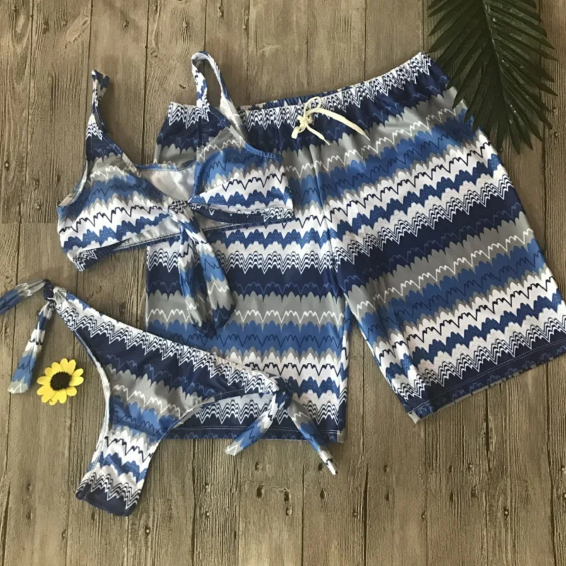 FGHGF Couple Swimsuit Women Bikini Men Board Shorts Swimming Trunks Boxer Sweat Beach swimwear Surfing Boardshort Fitness Plus