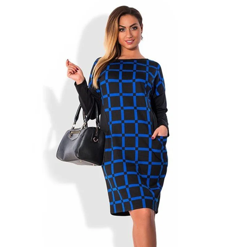 6XL Plus Size  Women Dress  2022 New Plaid Office Dress  Long 