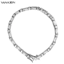 VANAXIN браслеты из стерлингового серебра 925 пробы для женщин 3,5 карат AAA круглый кубический цирконий квадратный теннисный браслет для женщин ювелирные изделия