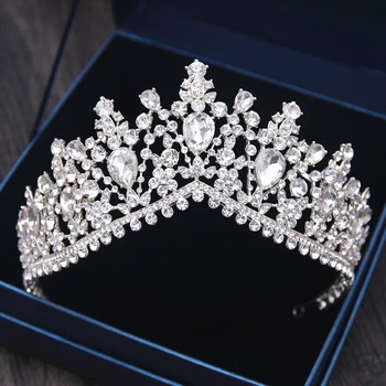 

Silver Crystal Women Jewelry Rhinestone Queen Diadems Princess Bridal Tiaras And Crowns For Wedding Hair Ornaments Bride Crowns