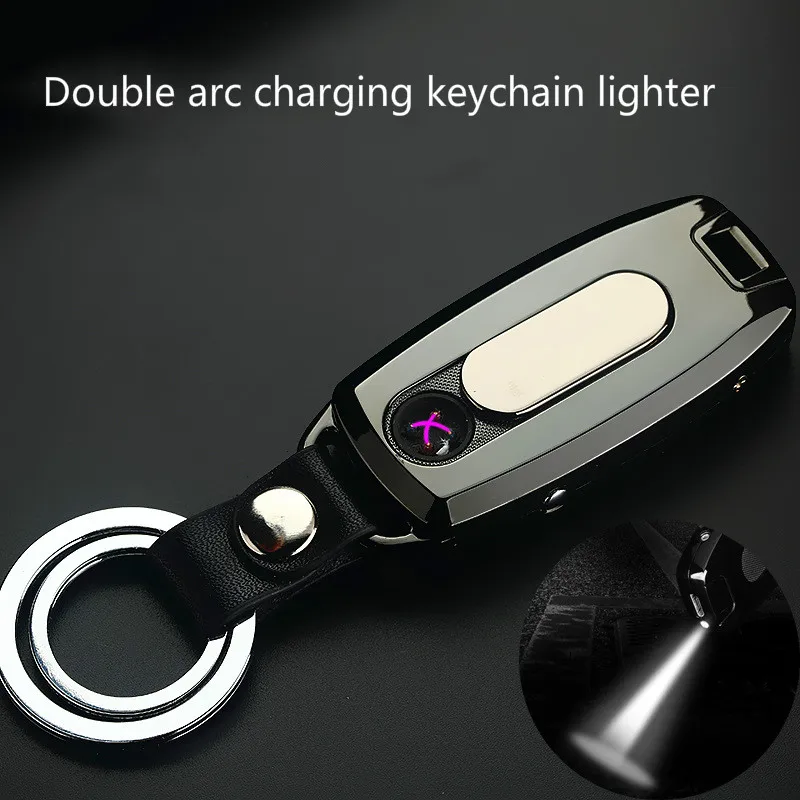 

New Dual Arc Electronic Cigarette Lighter Creative Keychain Charging USB Double Arc Cigarette Lighter Windproof Plasma Lighter