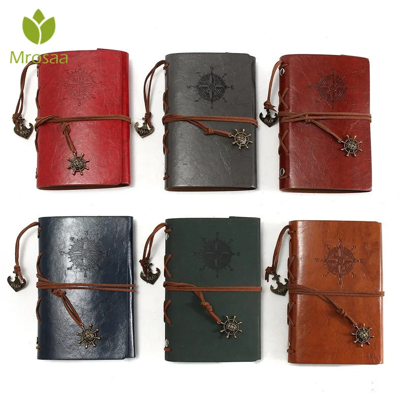 

Mrosaa Retro Design Leather Cover Notebooks Personal Diary Journals Agenda Kraft Paper Sketchbook Handmade Travel Notebook Gift