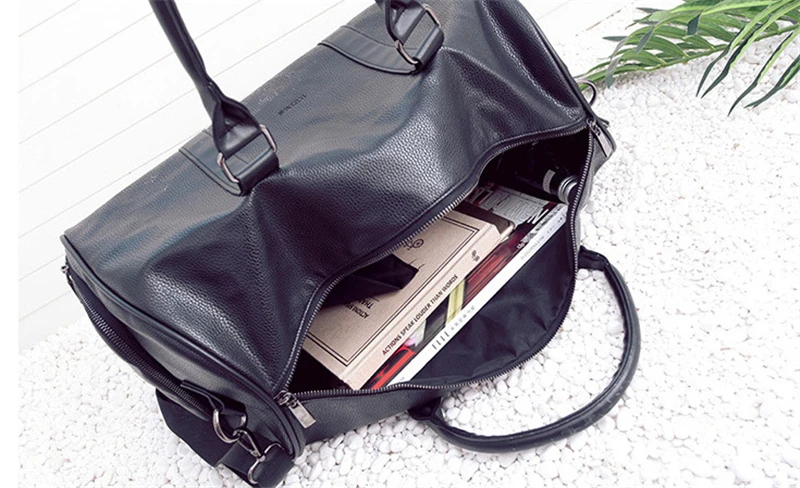 Мужская черная кожаная дорожная сумка, большая спортивная сумка с круглым носком, Женская Мужская спортивная сумка через плечо, сумки для обуви, сумки с карманами XA96WC