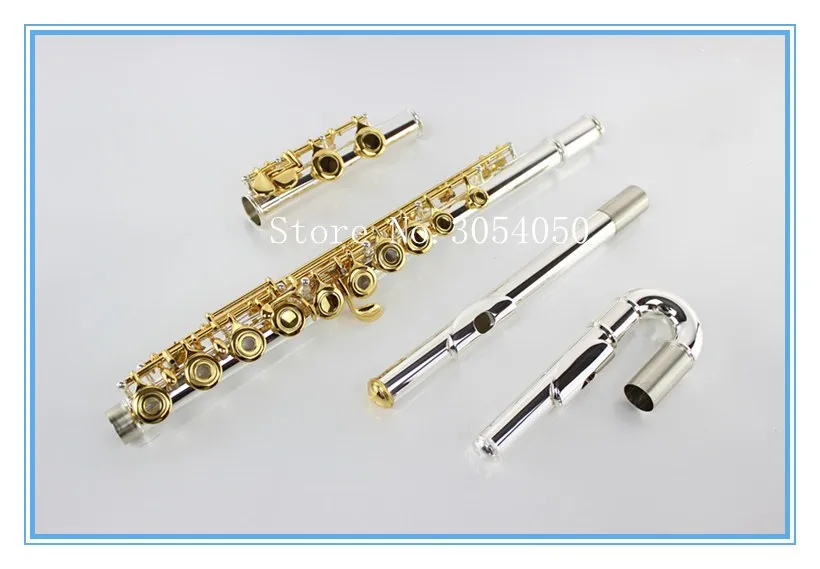 

2018 Hot Sale Flute 271S White Copper Silver Plated Tube Gold Plated Key Flute 16 Open Hole Musical Instrument With Case Free