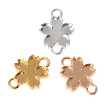 

5 Pcs DIY Handmade Pendant Jewelry Frame Mold Double Hook Cherry Blossom Petals Border UV Resin Epoxy Glue Metal Hollow Borders