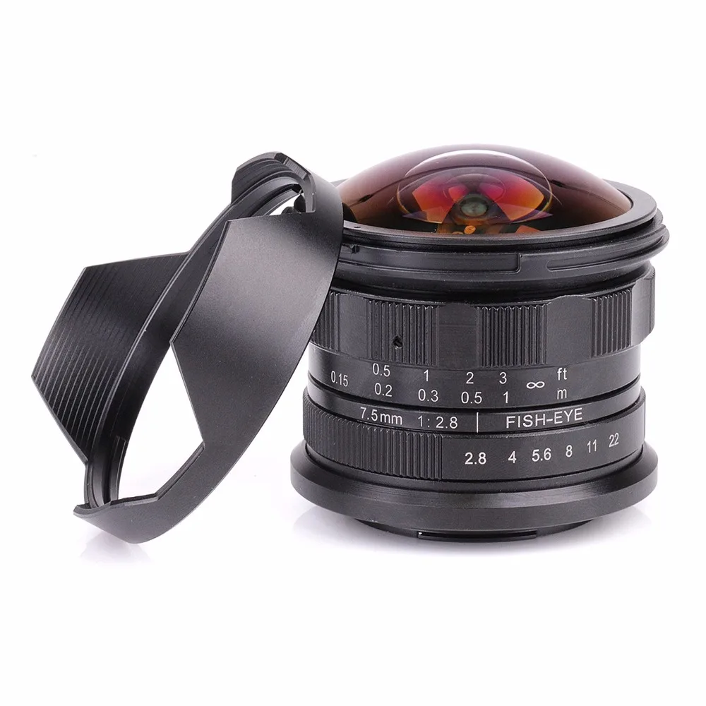 Lightdow 7,5 мм F2.8-F22 объектив рыбий глаз с ручным фиксированным фокусом Для беззеркальных камер sony E mount/FX Molunt/M4/3 Mount