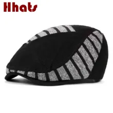 Который в душе Регулируемый толстый теплый вязаный берет, шапка для женщин и мужчин в полоску Лоскутная зимняя плоская кепка Уличная Повседневная newsboy bone