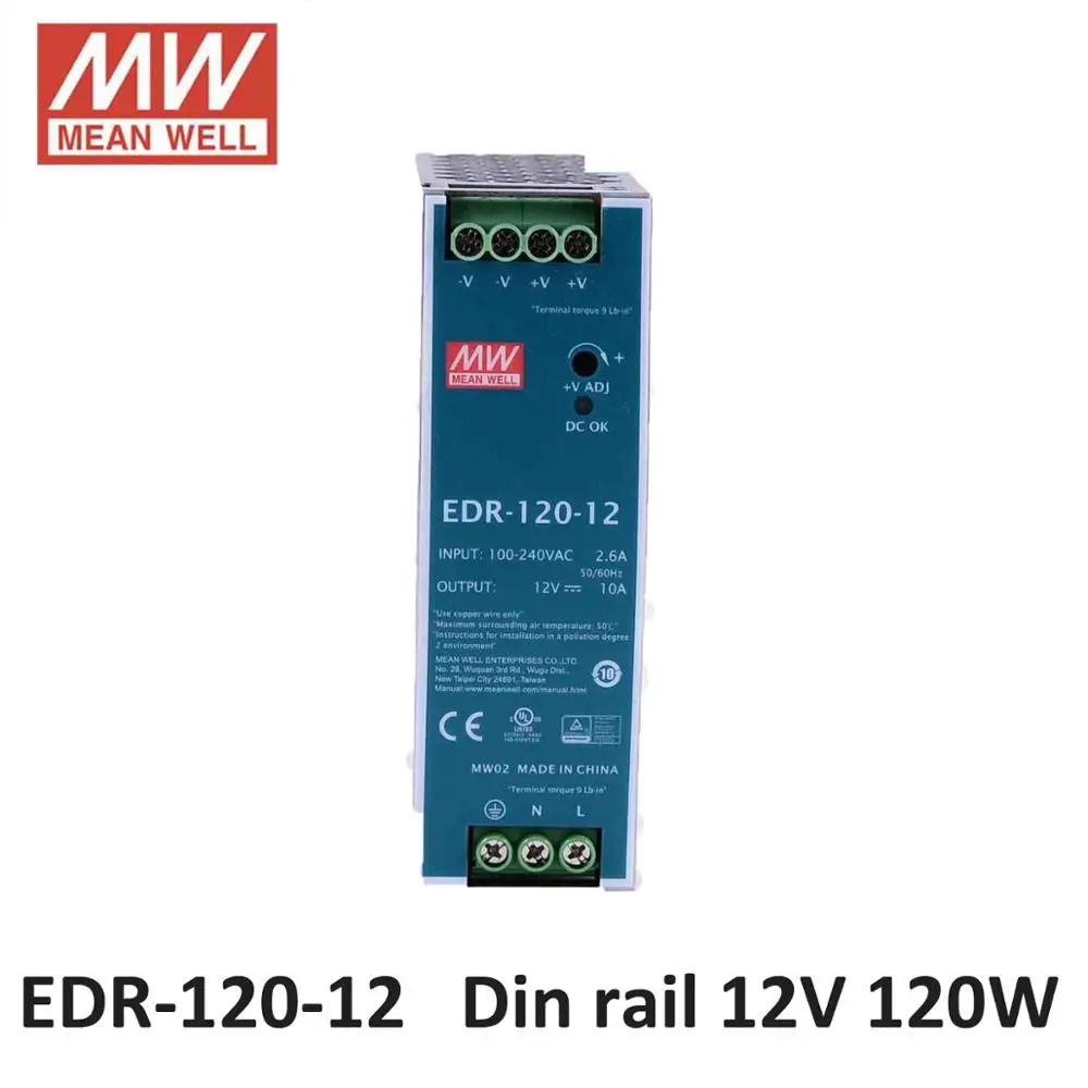 Mean Well EDR 120 промышленный din рейку источник питания Вт 24 в 12 В 48 Meanwell драйвер