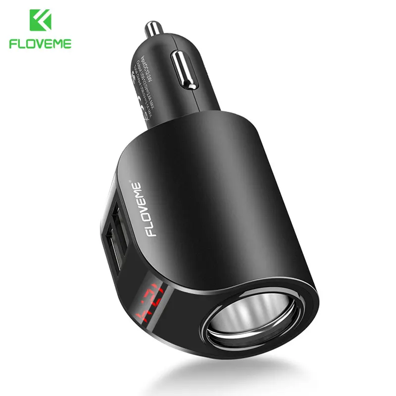 FLOVEME 5V 3.1A  Dual USB Car Charger Digital Display Cigarette Lighter GPS Tablet Adapter Car Charger Phone Charger For Samsung usb car charger Car Chargers