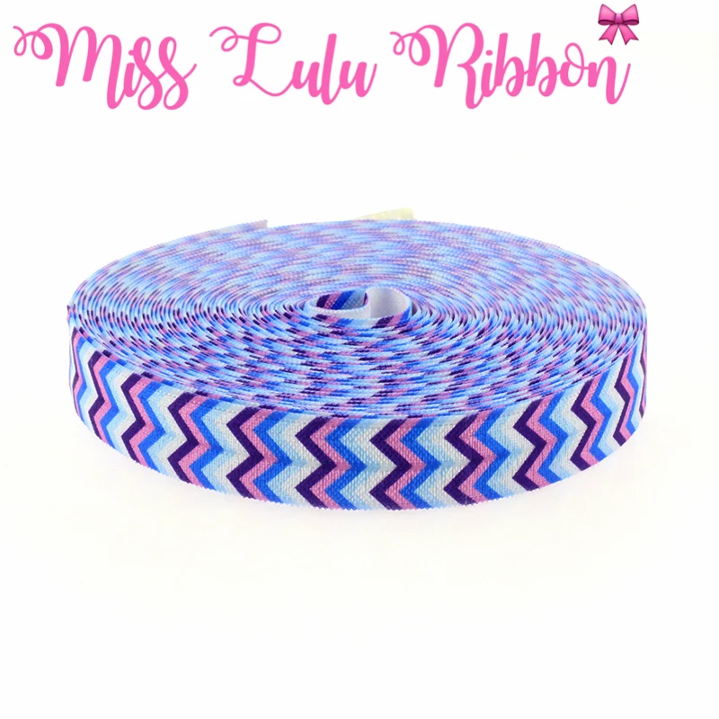 10 yards 5/8&quot 16MM Chevron Colorful Waves Printed Elastic Ribbon Handmade Hair Accessories HT01-PG022-04738 | Дом и сад