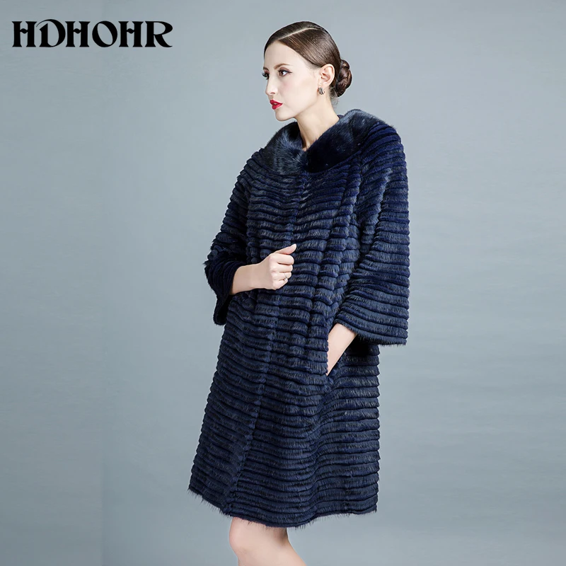 HDHOHR 2020 Новое натуральное Норковое Пальто женское Зимние теплые модные меховые