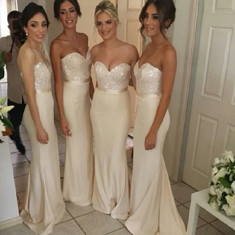 Long Mermaid Bridesmaid Dress Sequined Top And Chiffon Sweetheart Long Mermaid Bridesmaid Dress Sequined Top And Chiffon Sweetheart Neck Y Charming Maid Of Honor Low Back Party Gown In Dresses From