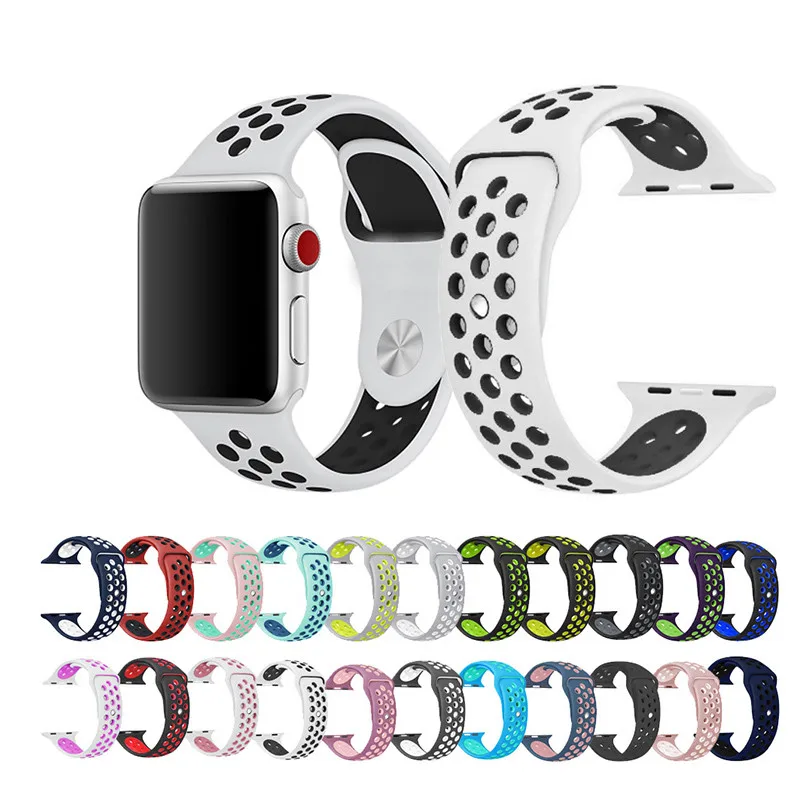 

sport Silicone Watchband Replacement Bracelet Strap for Apple watch 4 44/40mm Compatible for iWatch series 3/2/1 42/38mm band