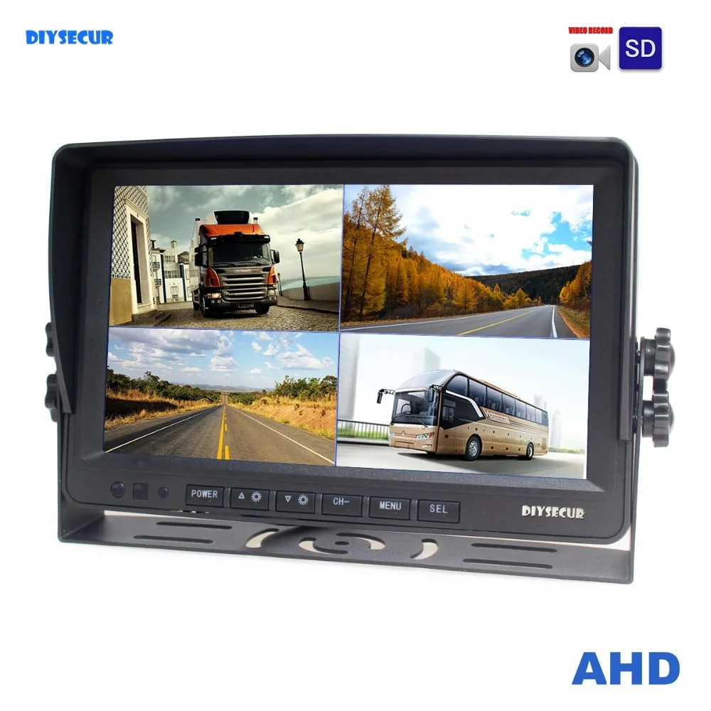 DIYSECUR AHD 4PIN 9 дюймов 4 Сплит Quad ЖК-экран Автомобильный монитор заднего вида Поддержка 1080P AHD камера с sd-картой видео запись