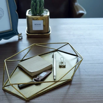 

Vintage Geometric shape tray silver/gold dessert table cake plate party decoration perfume/ makeup/jewelry storage box