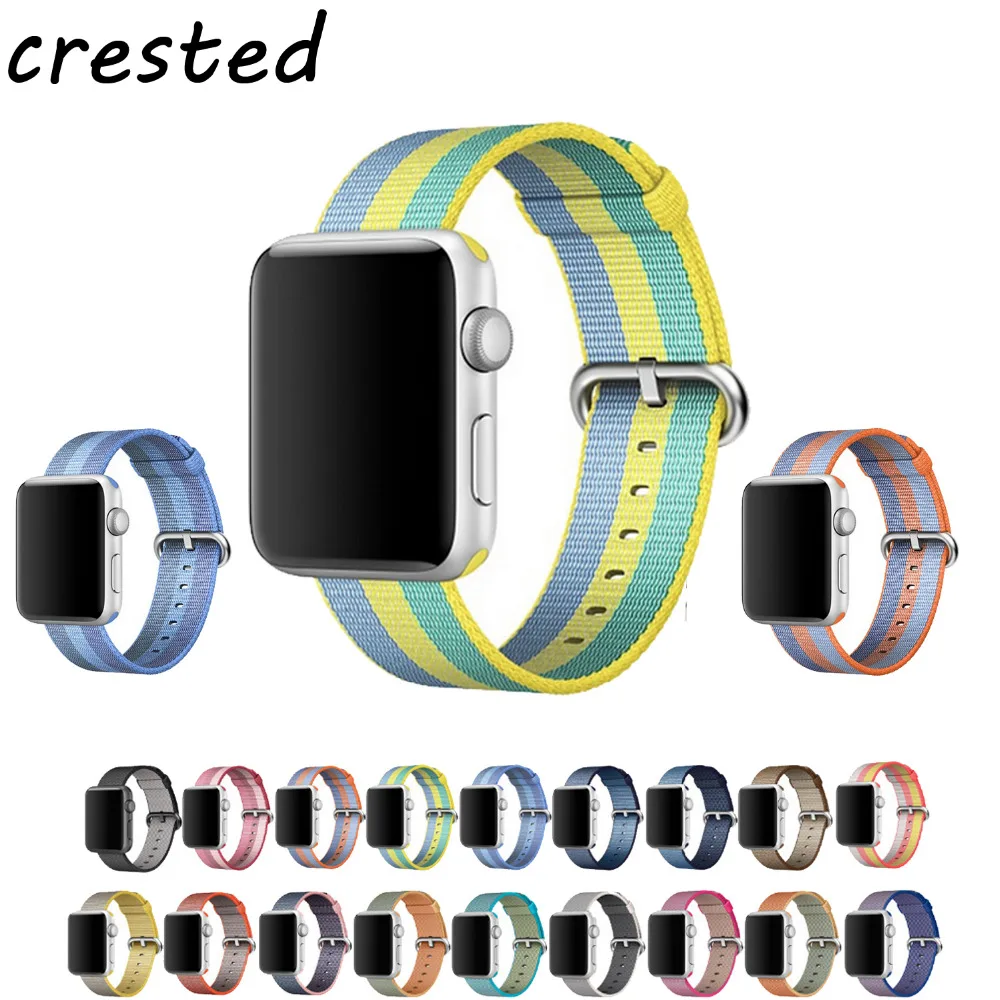 

CRESTED Woven Nylon strap band For Apple Watch 42mm 38mm wrist bracelet watchband belt fabric-like nylon strap for iwatch 3/2/1