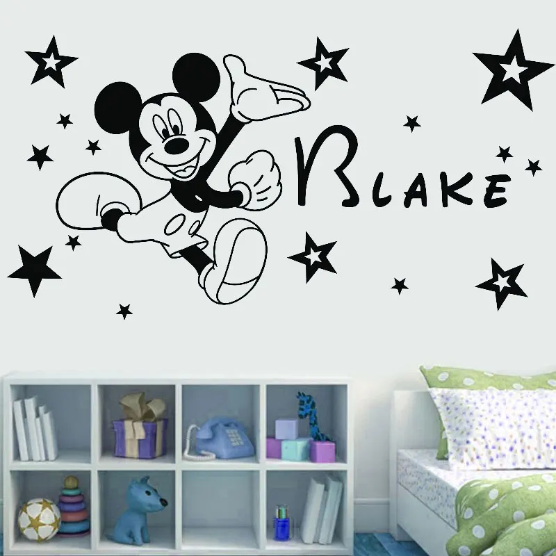

Customizable name cartoon character vinyl wall applique boy girl room home decoration wallpaper art mural DZ40