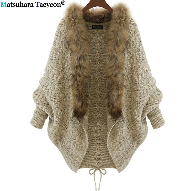 

Autumn Winter Fashion Women Long Sleeve Loose Knitting Cardigan Sweater Women Knitted Female Cardigan Pull Femme wool blends