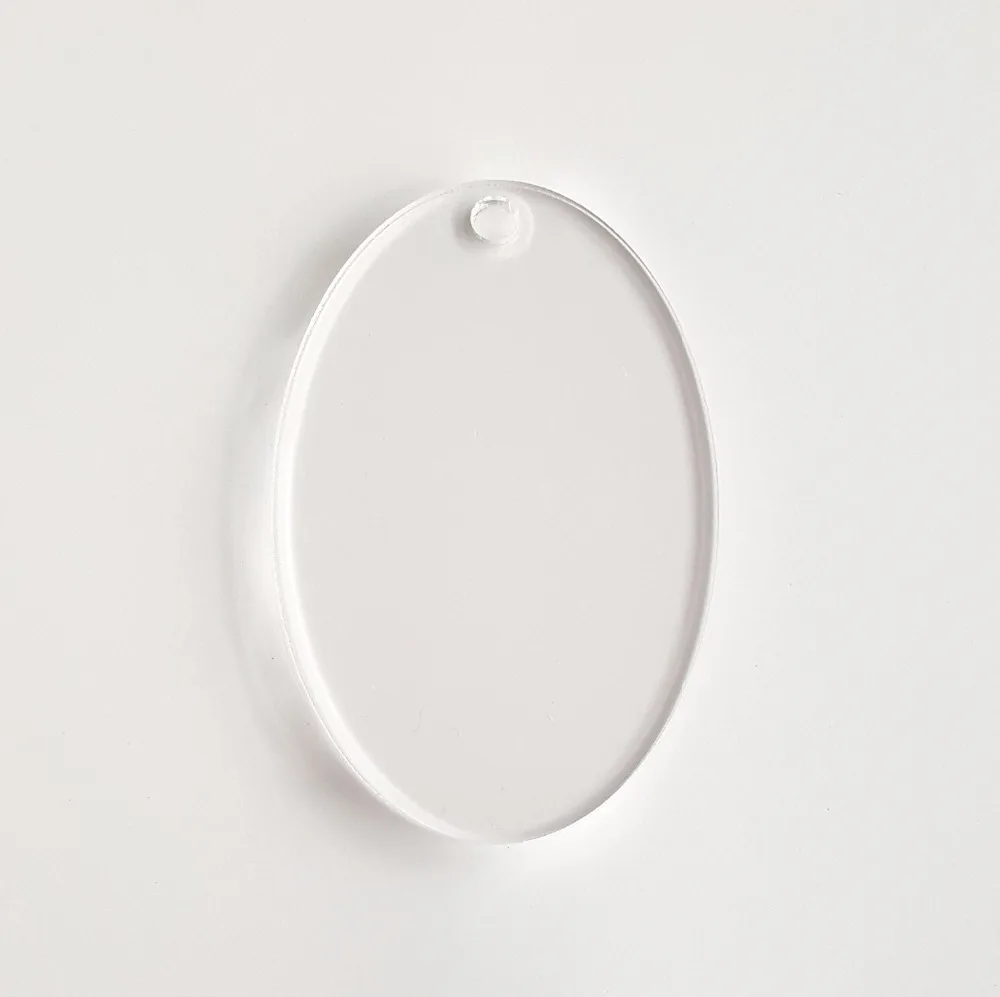 10PCS OF ACRYLIC KEYCHAINS BLANK OVAL CLEAR 1/8" THICK Blank Clear