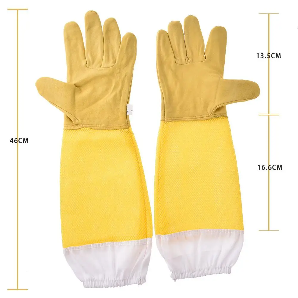 Перчатки для пчеловодства желтые сетчатые перчатки из козьей кожи защитные перчатки, инструменты