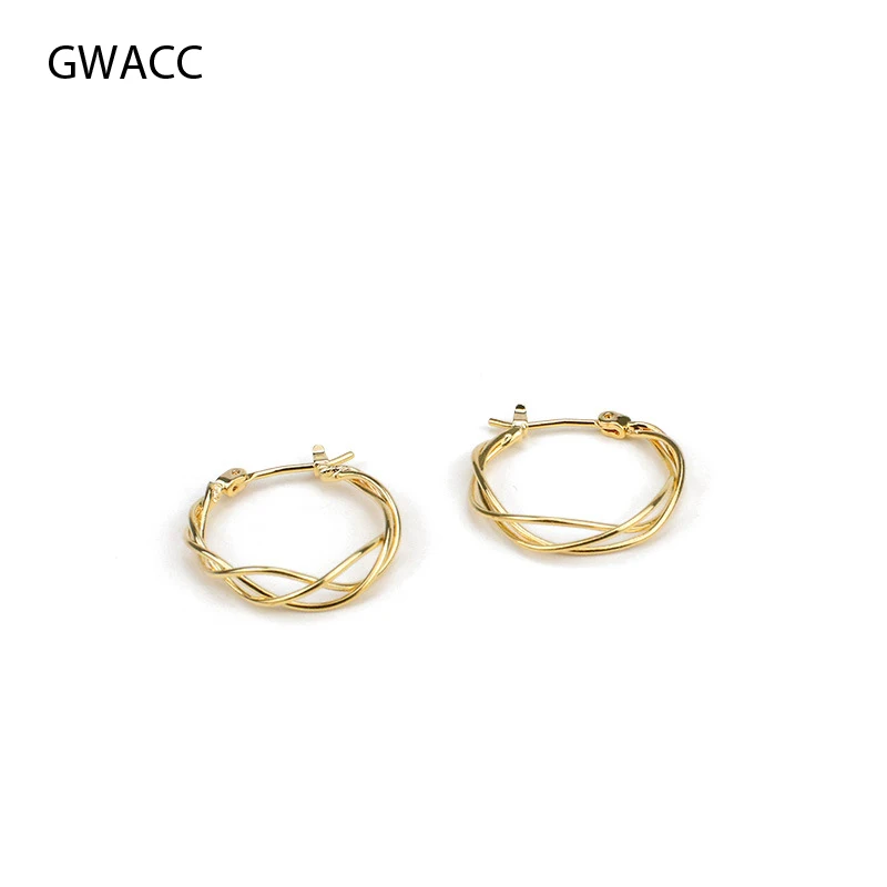 

GWACC Winding Line Design Hoop Earrings For Women Twisted Earrings INS Minimalist Gold Color Metal Earrings Fashion Jewelry