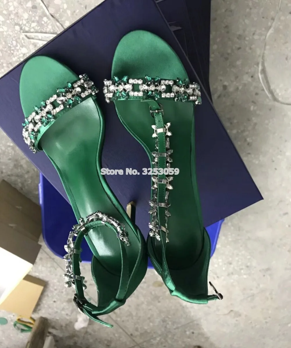 ALMUDENA/Роскошные зеленые и черные атласные туфли с украшением в виде блестящих кристаллов; свадебные туфли с цветочным узором и бусинами; туфли-лодочки на шпильке