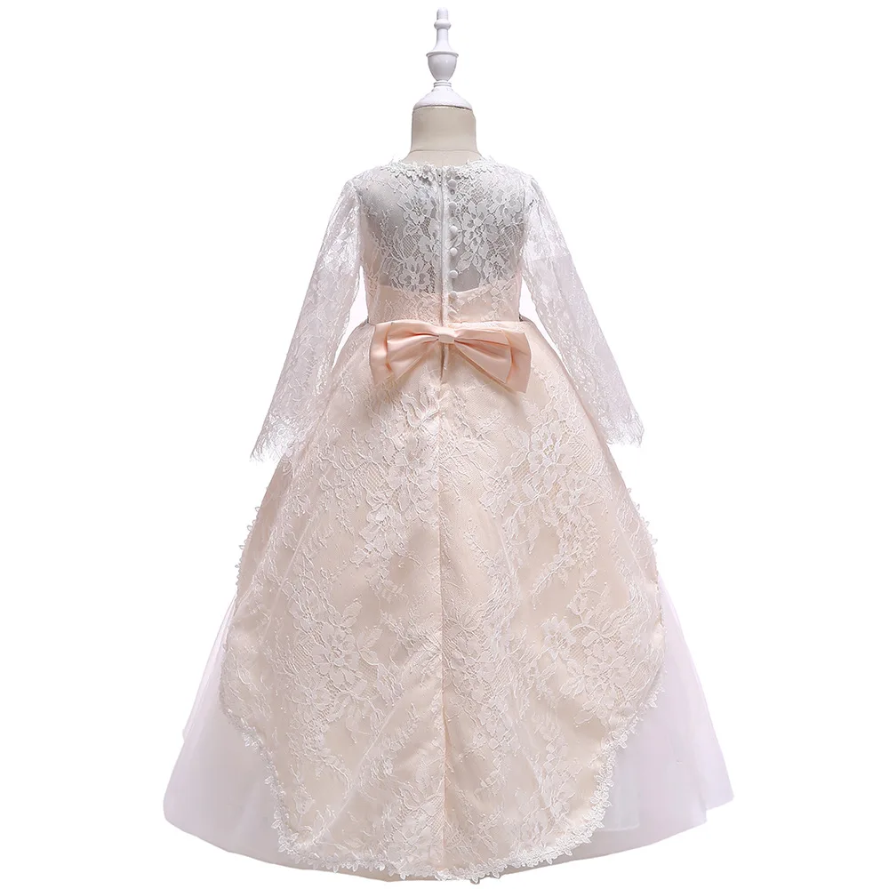 Летнее Длинное платье для маленьких девочек, платья-пачки для свадебной вечеринки детское кружевное платье принцессы Одежда для девочек от 3 до 13 лет