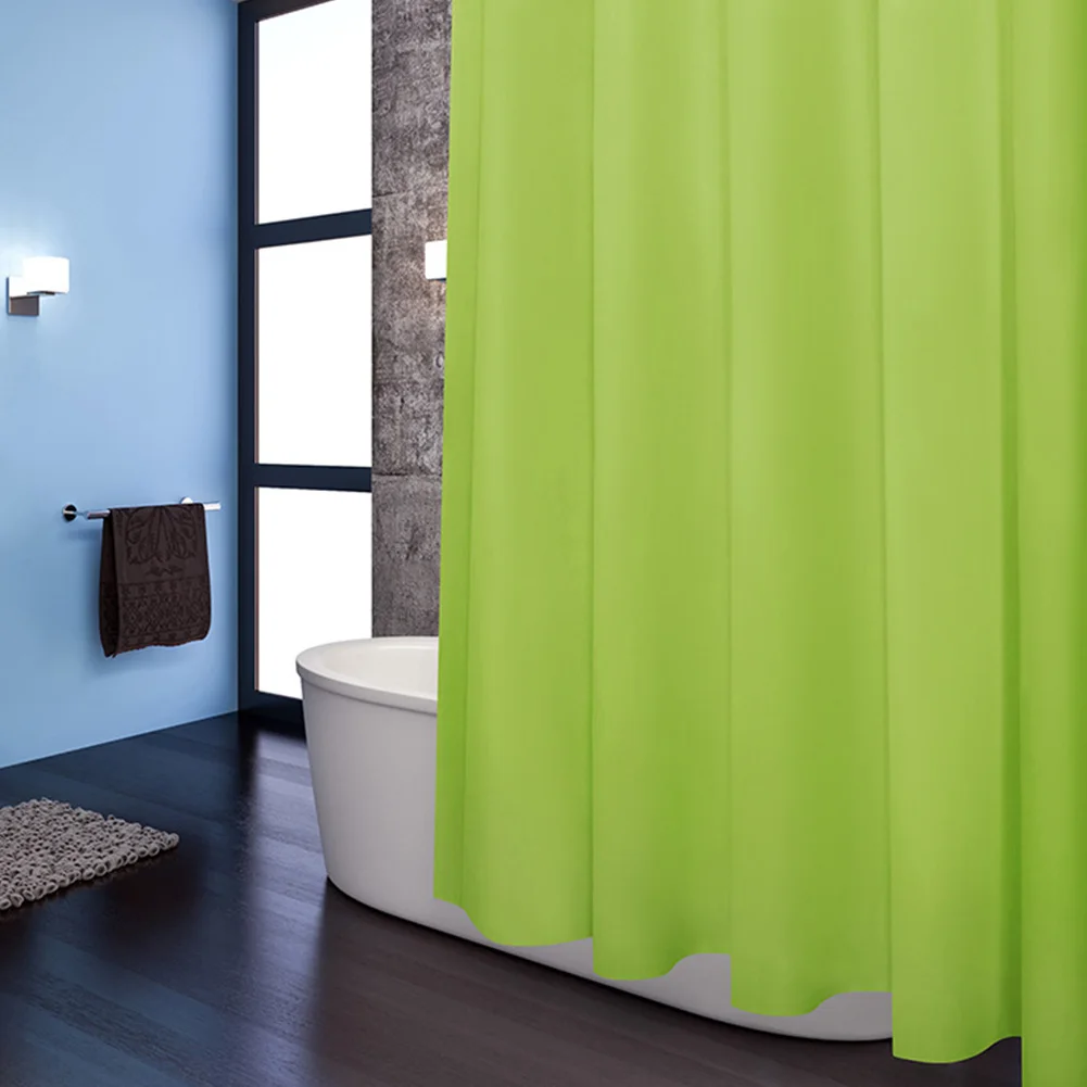 

Waterproof Shower Curtain With Hook Pure Color Bathroom Curtains Thick PEVA Light-proof Bath Bathing For Home Decoration