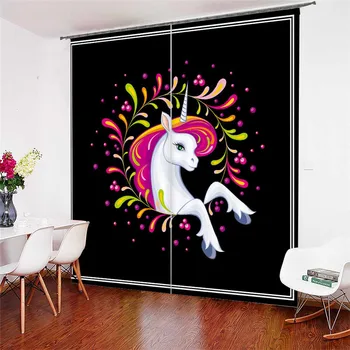 

3D Window Curtains Cartoon Unicorn Print for Living Room Bedding Room Home Decor Tapestry Wall Carpet Drapes Cotinas #DJS12