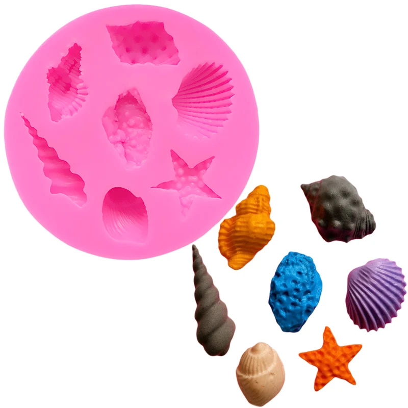 

Food Grade Conch Starfish Shells Silicon Mould Silicone Baking Mold Lollipop Silicone Form For Soap Stencils For Cakes SK012253