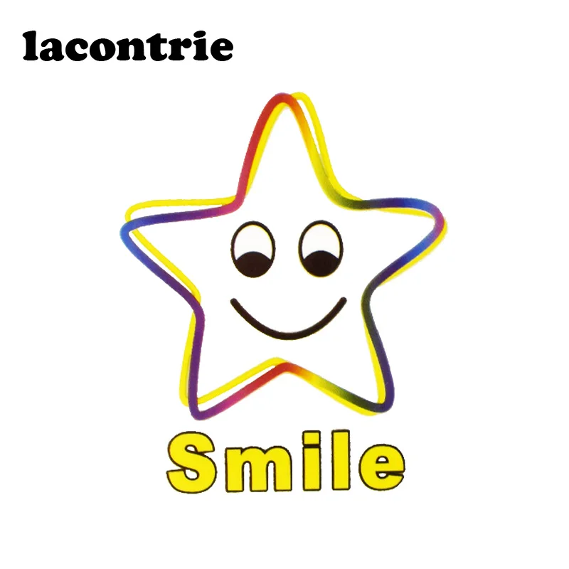 1PCS Smile Star Iron On Transfer Paper for Jacket T-shirt Stickers Clothes Accessory Printing Thermal Heat Patches | Дом и сад